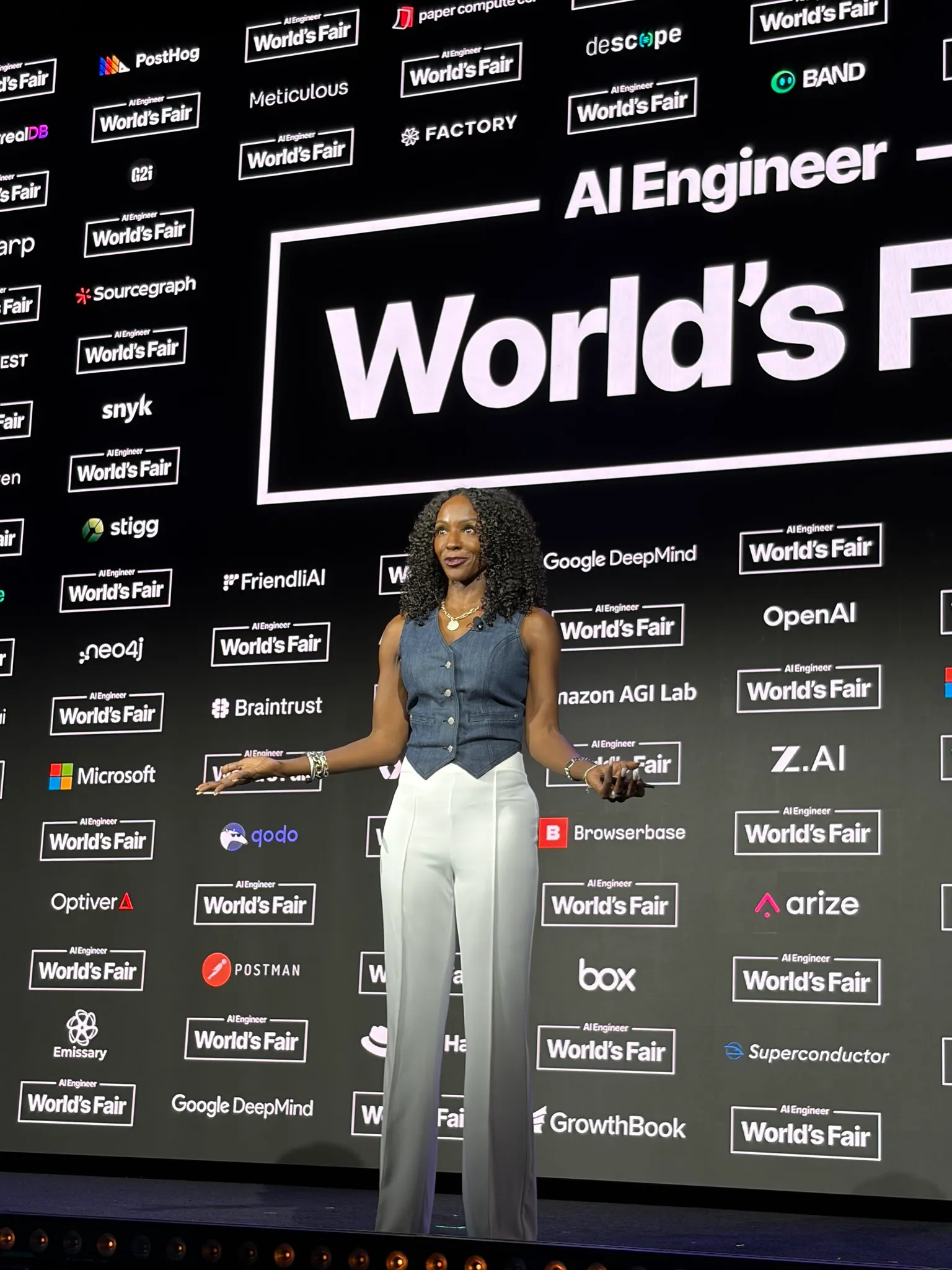 Kay Malcolm delivering the AI Engineer World’s Fair keynote