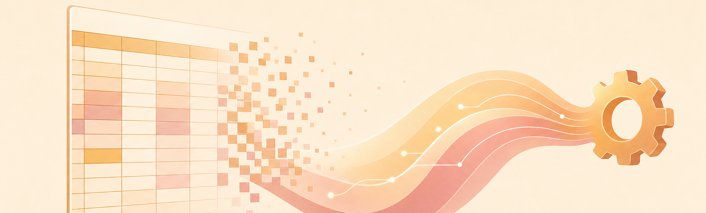 a spreadsheet flowing into automation