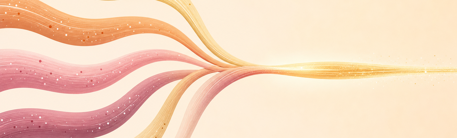 data streams merging into one flow